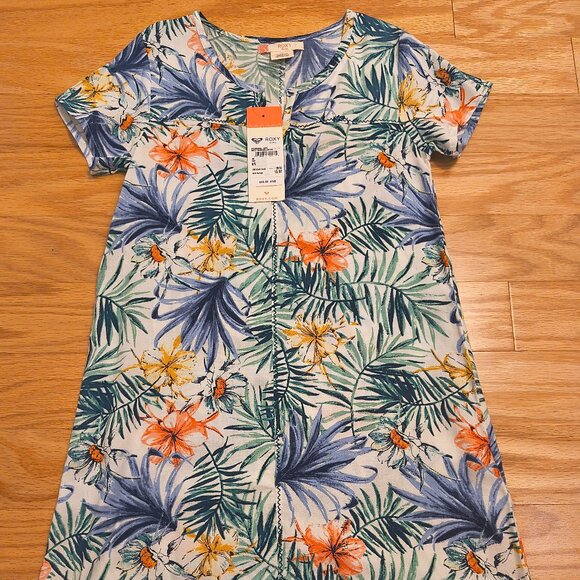 Roxy, Short Sleeve Hawaiian Print Shift Dress, Girls Size 8 (NWT) - Picture 1 of 7